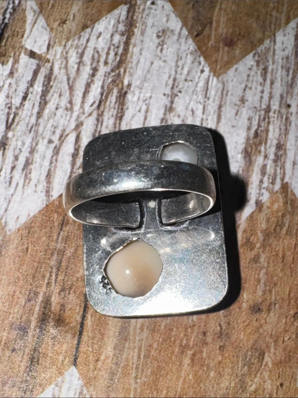 Silver Shell & Pearl Accent Ring
